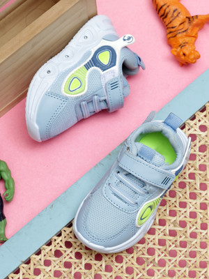 DURUKY Boys & Girls Velcro Running Shoes(Light Blue, 4-4.5 Years)