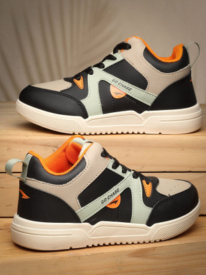 asian Boys Lace Sneakers(Orange, 7-8 Years)