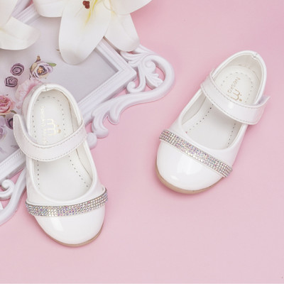 Neska Moda Girls Velcro Ballerinas(White, 21-24 Months)