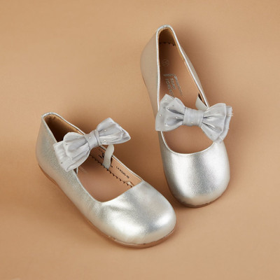 Fame Forever by Lifestyle Girls Strap Ballerinas(Silver, 3.5-4)