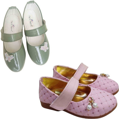 New latest Girls Velcro Ballerinas(Green, 6-7 yr)