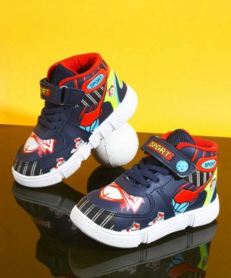 Pu-Pine Boys Velcro Walking Shoes(Blue, 7-8 Years)
