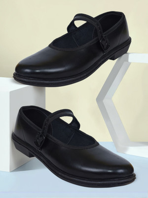 AJANTA Girls Buckle Ballerinas(Black, 9-10 Years)