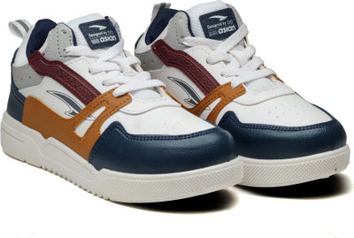 asian Boys Lace Sneakers(White, 8-9 Years)
