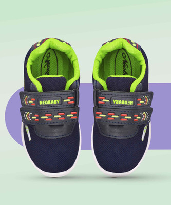 LEVOT Boys & Girls Velcro Running Shoes(Green, 21-24 Months)