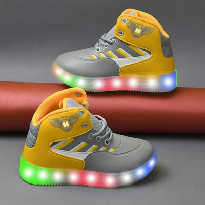 HOOH - Now comfort in fashion Boys & Girls Lace Sneakers(Yellow, 3.5-4 Years)