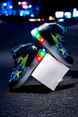 BINOS Boys & Girls Velcro LED Shoes(Blue, 18-24 Months)