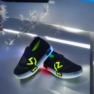 Coolz Boys & Girls Slip on LED Shoes(Dark Blue, 3.5-4 YEARS)