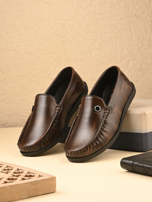 K' Footlance Boys Slip on Loafers(Brown, 3 TO 3.5 YEAR)