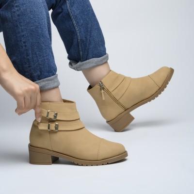 SHOETOPIA Boots For Women(Beige)