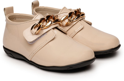 Miss & Chief Girls Velcro Ballerinas(Beige, 3.5-4)