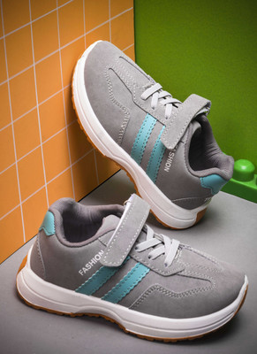 Crazyly Boys & Girls Velcro Running Shoes(Grey, 9-10 Years)