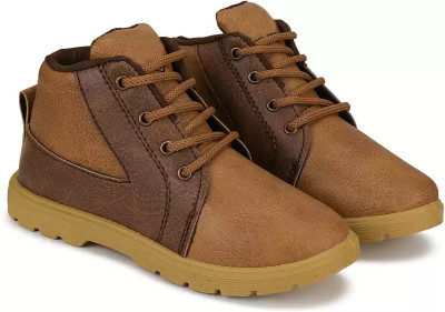 BERSACHE Boys Lace Running Shoes(Brown, 7.5-8 Year)