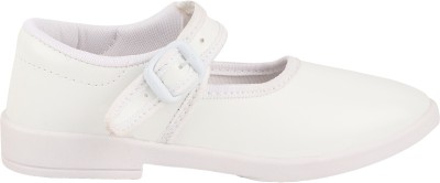 Airfax Girls Buckle Ballerinas(White, 4.5-5 Year)