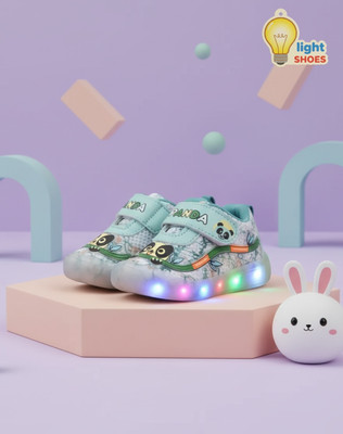 JOSMOS Boys Velcro Sneakers(Green, 12-18-MONTHS)