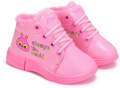 BERSACHE Girls Lace Sneakers(Pink)