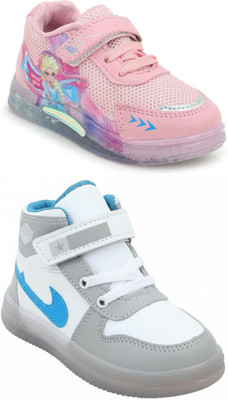 SELCAN Boys & Girls Velcro Sneakers(Pink, 2-3 Years)