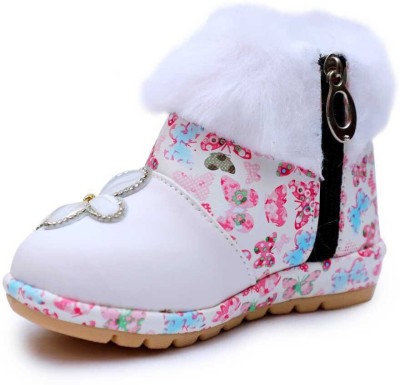 jayanti Girls Zip Casual Boots(White)