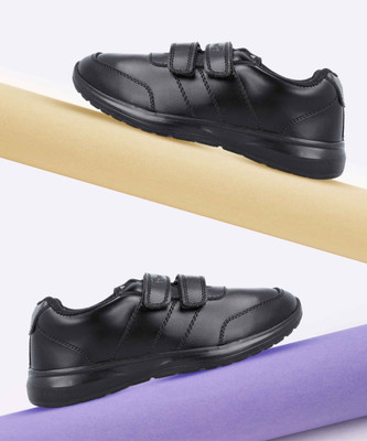WALKAROO Boys Velcro School Shoes(Black, 8-9)