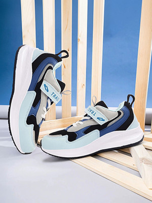 TRASE Boys & Girls Velcro Running Shoes(Green, 11-12 Years)