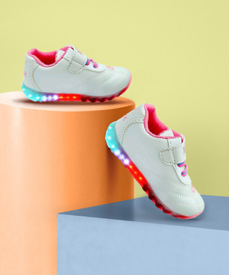 Hooh Boys & Girls Velcro Running Shoes(White, 9-10 Years)