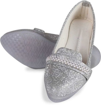 Roolant Girls Slip on Ballerinas(Silver)