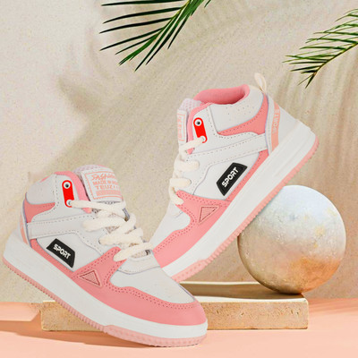 HOOH - Now comfort in fashion Boys & Girls Lace Sneakers(Pink, 7-8 Years)