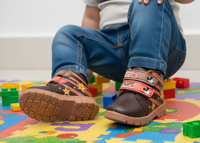 MILKY WEAR Mickey Boys & Girls Strap Casual Boots(Brown, 18-24 MONTHS)
