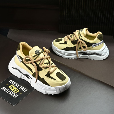 K' Footlance Boys Lace Sneakers(Yellow, 16 Years & Above)