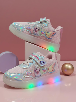 Crazyly Barbie Girls Velcro Sneakers(Pink, 18-24 Months)