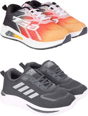 DRACKFOOT Boys Lace Running Shoes(Grey, 7-8 Years)