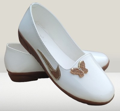 New latest Girls Slip on Ballerinas(White)