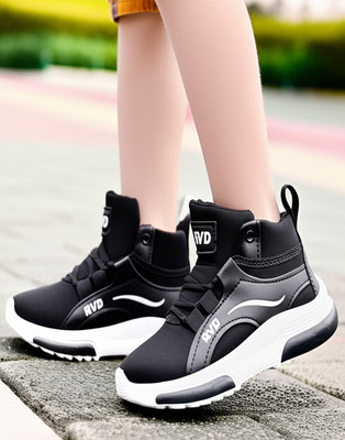 Glamlite Boys Lace Running Shoes(Black, 7.5-8 Year)
