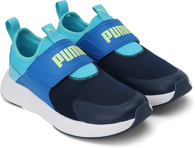 PUMA Boys & Girls Slip on Sneakers(Blue, 10-11 Years)