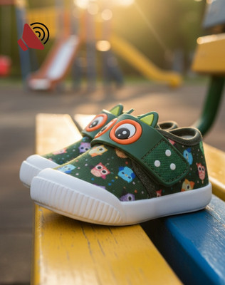 JOSMOS Boys Velcro Sneakers(Green, 4.5-5 YEARS)