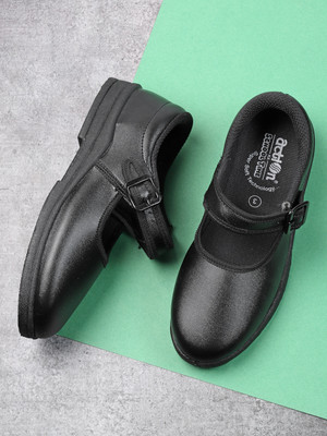 action Girls Buckle School Shoes(Black, 10 - 11 Years)