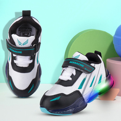 BERSACHE Boys & Girls Velcro Sneakers(Black, 4-5 Years)