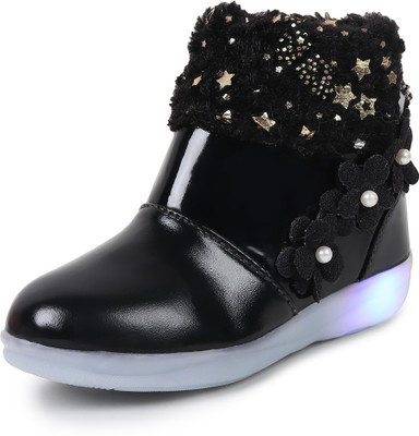 Ideal COLLECTION Girls Zip Casual Boots(Black, 5.5-6 Years)