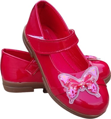 New latest Girls Velcro Ballerinas(Red)