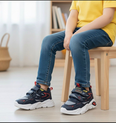 Deals4you Boys & Girls Velcro Sneakers(Dark Blue, 4-4.5 Years)