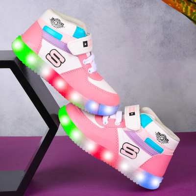 Hooh Boys Velcro Walking Shoes(Pink, 10 Years)