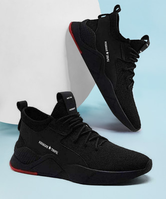 BERSACHE Boys Lace Running Shoes(Black, 10.5-11 Year)