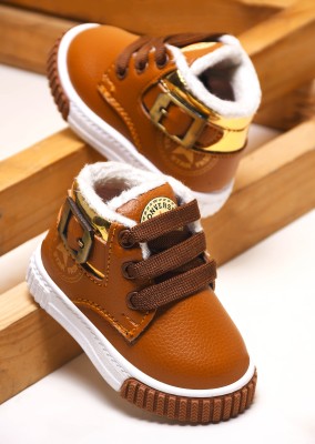 kats Boys & Girls Lace Walking Shoes(Tan, 9-12 MONTHS)