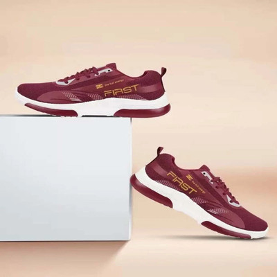 ABLESTEP Boys Lace Running Shoes(Maroon, 8.5-9 Year)