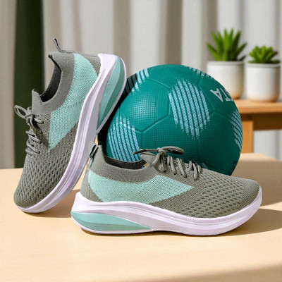 Free Kicks Boys Lace Running Shoes(Light Green, 9.5 - 10 Years)