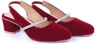 Mukunda Footwear Girls Sling Back Heels(Maroon , 7.5-8 Years)