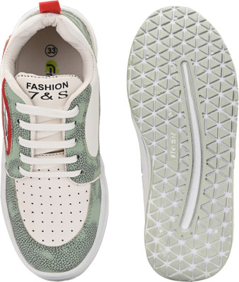 Fresh1947Feet Boys & Girls Velcro Sneakers(Green, 11-12)