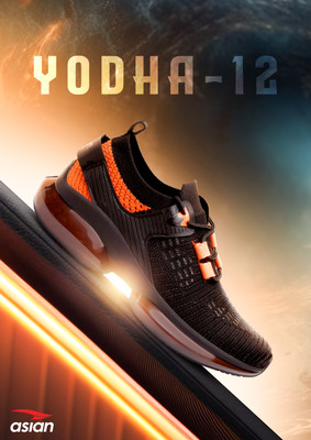 asian Boys Lace Running Shoes(Black, 9-10 Years)