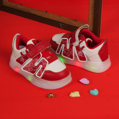 FEETWELL Boys & Girls Velcro Sneakers(Red, 3.5-4YEARS)