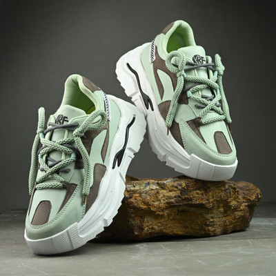 K' Footlance Boys Lace Sneakers(Green, 15 Years & Above)